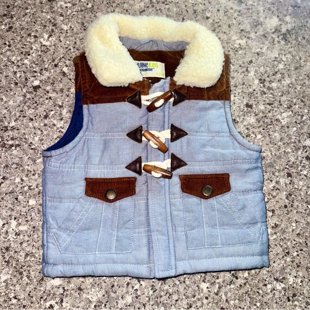 Genuine Kids OshKosh Boy Size 12M Vest - Chambray Blue